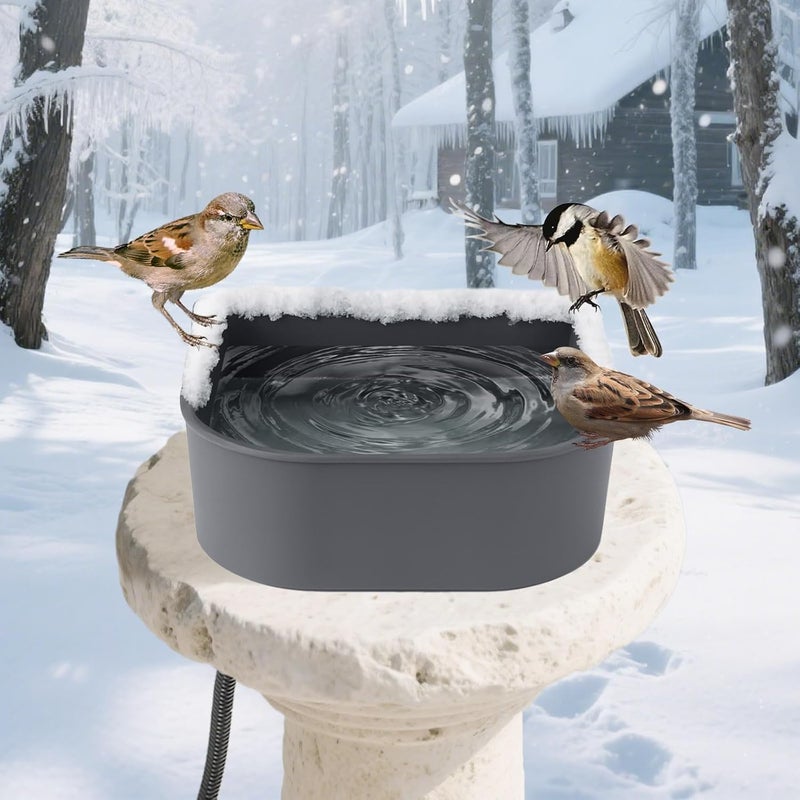 Billionchains Dog Heated Water Bowl for Crate Cage No Freeze Water Bowl for Outdoor 0.27 Gallon Hanging Heated Water Dish for Dogs/Cats/Chickens/Birds/Rabbits, Grey - Image 4